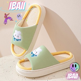 IBAII. ใหม่รองเท้าแตะผ้าลินินน่ารักในร่มรองเท้าแตะผ้าลินินผ้าฝ้ายเบาสบายสำหรับสวมใส่ภายนอก