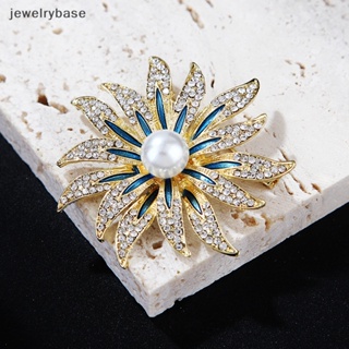 [jewelrybase] เข็มกลัด รูปดอกทานตะวัน ประดับมุก เครื่องประดับแฟชั่น สําหรับผู้หญิง