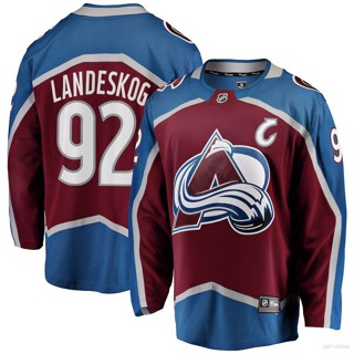 Qy NHL Colorado Avalanche Jersey Landeskog Hockey เสื้อยืด แขนยาว พลัสไซซ์