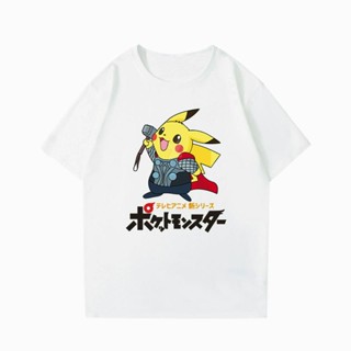 การออกแบบเดิมเสื้อยืด Pikachu cos Thor Sol แขนสั้นน่ารักสไตล์ตลก