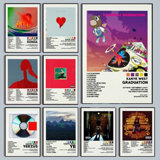 Kanye โปสเตอร์อัลบั้มรูปภาพ ลาย West Donda Graduation Beautiful Twisted Music HD สําหรับตกแต่งบ้าน