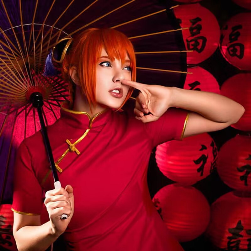 ชุดคอสเพลย์ การ์ตูนญี่ปุ่น Gintama Kagura cosplay costume Kagura kung fu เหมาะกับงานปาร์ตี้ฮาโลวีน ส