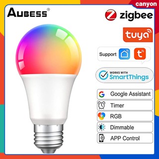 Tuya Zigbee 9w หลอดไฟอัจฉริยะ E27 Rgbcw Led Dimmable Lamp Smart Life App Remote Control รองรับการควบคุมด้วยเสียงทำงานร่วมกับ Google Home canyon