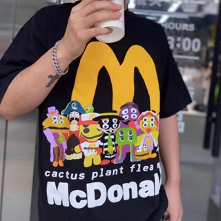 RKSO CPFM Meichao M co-branded hamburger three-dimensional foam printing short sleeve four-eye cartoon casual loose couple T-shirt for men