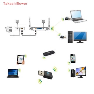 (Takashiflower) อะแดปเตอร์ Wifi ไร้สาย USB ขนาดเล็ก 300Mbps สําหรับเดสก์ท็อป แล็ปท็อป Windows 10 8 7