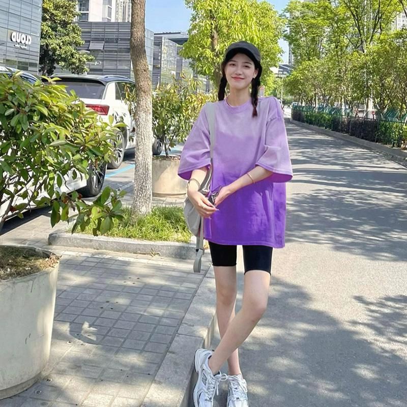 【Tshirt Oversize】เสื้อยืดแขนสั้น ทรงหลวม ไล่โทนสี พลัสไซซ์ แฟชั่นฤดูร้อน สไตล์เกาหลี (40-150 กก.)