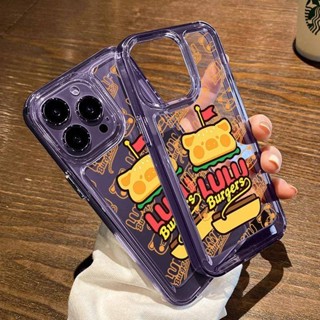 เคสโทรศัพท์มือถือแบบใส กันกระแทก ลายหมูเบอร์เกอร์น่ารัก เรียบง่าย สําหรับ Iphone 13 14promax 12 11 XR XS