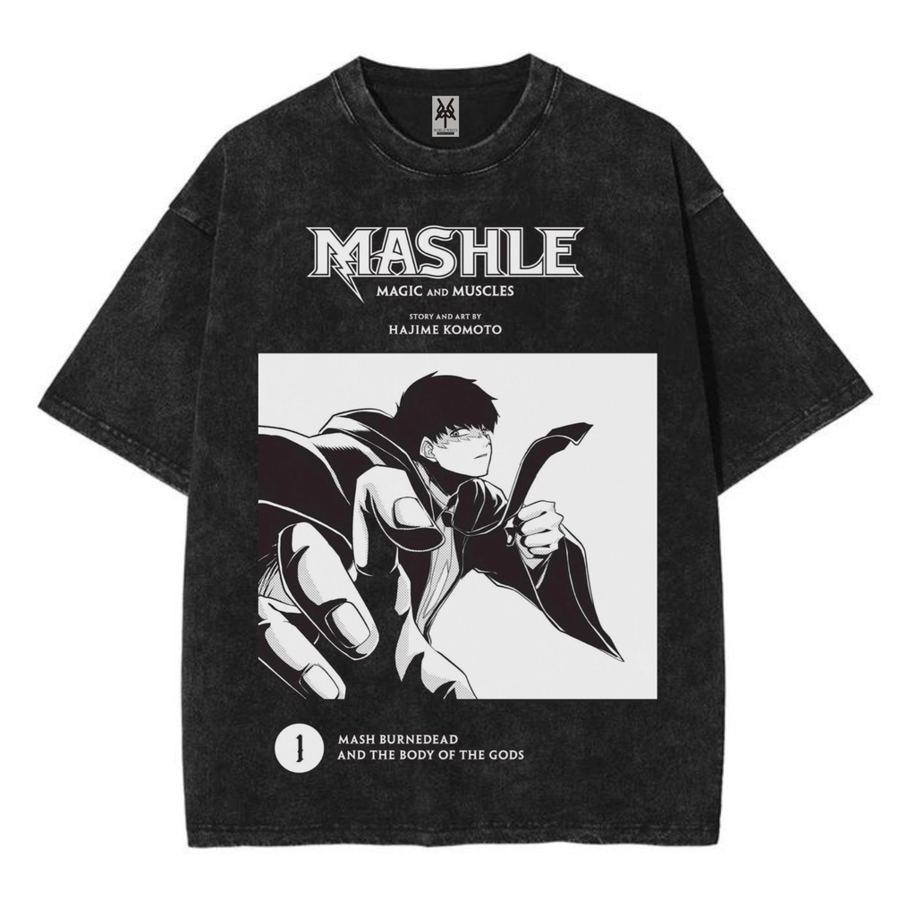 เสื้อยืดโอเวอร์ไซส์ mashle magic and Muscle mash Burnede washing เสื้อยืดวินเทจ