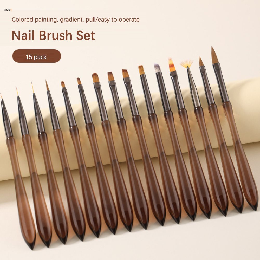 พู่กันสำหรับเพ้นท์เล็บบรรจุแปรงทาเล็บ 12 แพ็คชุด Staying Line Colourful Drawing Flower Painting Phototherapy Gradual Halo Dyeing Sweeping Function Pen Tool nuuo