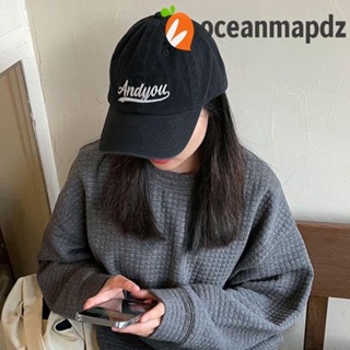 OCEANMAPDZ หมวกเบสบอลลําลอง พิมพ์ลายตัวอักษร สามารถปรับได้ สไตล์เกาหลี สําหรับผู้ชาย และผู้หญิง