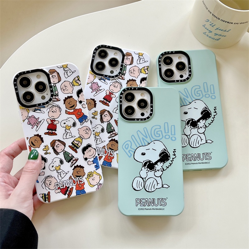 Casetifg เคสโทรศัพท์ซิลิโคน TPU แบบนิ่ม ลายการ์ตูนสนูปปี้ ป้องกันเลนส์กล้อง กันกระแทก สําหรับ iPhone 11 12 13 14 Pro Max 7 8 14 Plus XR X XS Max