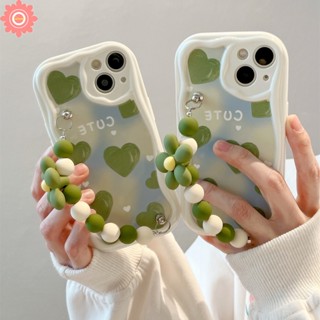 เคสโทรศัพท์มือถือนิ่ม ขอบโค้ง ลายภาพวาดสีน้ํามัน รูปหัวใจ 3D สีเขียว สําหรับ Redmi Note 12 11 8 11s 10s 9 10 Pro Max Redmi 10C 10A A1 9 10 9T 9A A2 9C NFC POCO M3 เคส