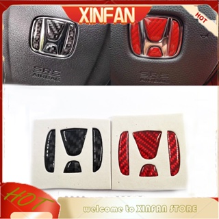 Xinfan สติกเกอร์คาร์บอนไฟเบอร์ ตราสัญลักษณ์ 1 ชิ้น สําหรับตกแต่งพวงมาลัยรถยนต์ HONDA CIVIC ACCORD CITY