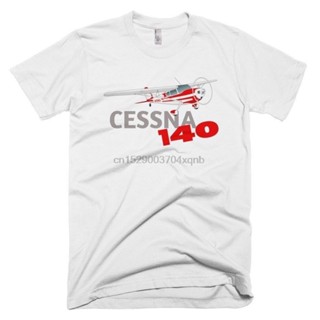 เสื้อยืดแขนสั้น ผ้าฝ้าย พิมพ์ลายเครื่องบิน Cessna 140 (สีแดง) แฟชั่นฤดูร้อน ไซซ์ XS-4XL-5XL-6XL