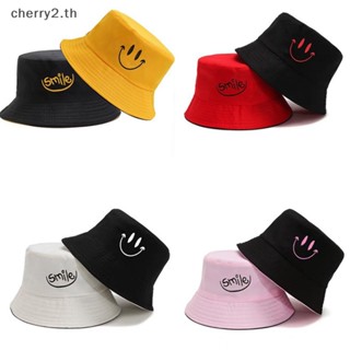 [cherry2] หมวกบักเก็ต ผ้าฝ้าย ปักลาย สองด้าน สําหรับผู้หญิง และผู้ชาย [TH]