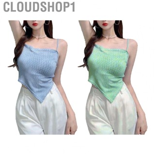 Cloudshop1 Women Tank Top  Sleeveless Summer Gingham Polyester Spaghetti Strap for Beach