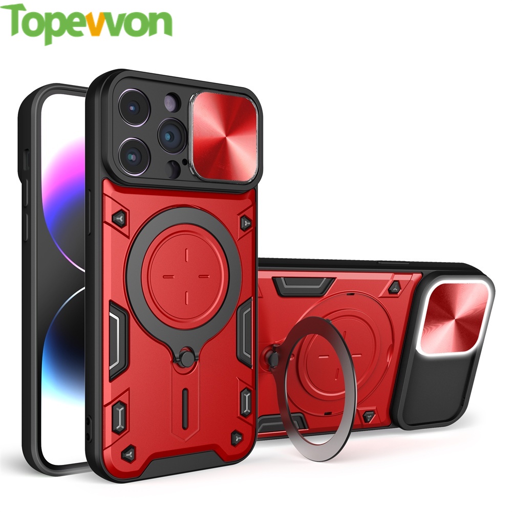 สําหรับ iPhone Xs Max XR 7 8 Plus กรณีกล้องสไลด์ป้องกันแหวน 360 หมุน Kickstand กันกระแทก