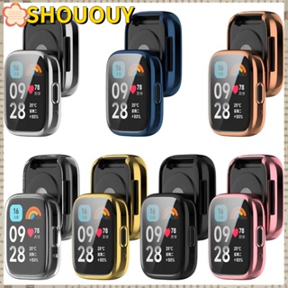 SHOUOUY เคส TPU, ตัวป้องกันหน้าจออัจฉริยะ, สายนาฬิกากันชน แบบนิ่ม แบบใหม่ สําหรับ Redmi Watch 3 Active