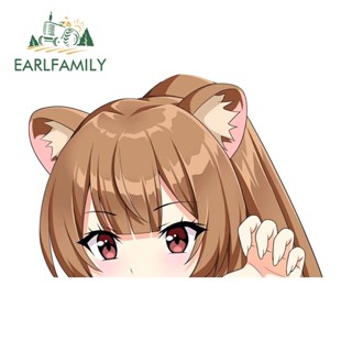 Earlfamily สติกเกอร์ไวนิล ลายการ์ตูนอนิเมะ Raphtalia Peek ขนาด 13 ซม. x 9 ซม. สําหรับติดตกแต่งรถยนต์ เครื่องปรับอากาศ รถบ้าน