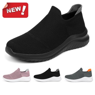 รองเท้าวิ่ง Flyknit กันลื่น น้ําหนักเบา ระบายอากาศได้ดี แฟชั่นคู่รัก สไตล์เกาหลี รองเท้ากีฬา กันลื่น ขนาดใหญ่ สีดํา สําหรับผู้ชาย และผู้หญิง ไซซ์ 35-45 229