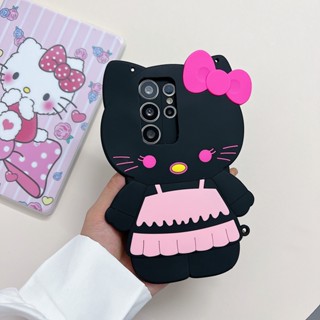เคสโทรศัพท์มือถือ แบบนิ่ม พิมพ์ลายแมว KT สีดํา สําหรับ Realme 10 5 6 6S 7 8 9 Pro 9i 8i 7i 6i 5i 5s C17 C15 C12 C11 C21Y C21 C31 C30 C30S C35 C20 C53 C55 ปลอกซิลิโคน
