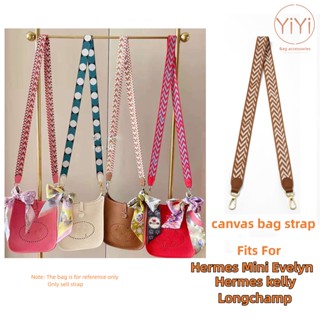 [YiYi] สายคล้องกระเป๋า ผ้าแคนวาส แบบเปลี่ยน สําหรับ Hermes Mini Evelyn kelly Longchamp