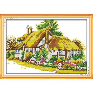 Joy Sunday ชุดปักครอสสติตช์ ปักครอสสติตช์ ลายกระท่อมจีน DMC DIY (3)