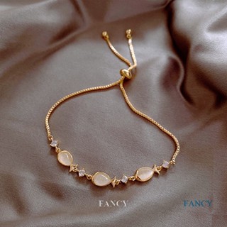 Fancy เครื่องประดับ สร้อยข้อมือ หินคริสตัล รูปตาแมวน่ารัก สีทอง สไตล์ออสเตรีย สําหรับผู้หญิง