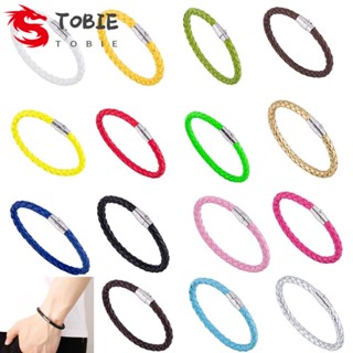 TOBIE สร้อยข้อมือ หนัง PU แบบถัก เรียบง่าย อินเทรนด์ เครื่องประดับแฟชั่น สําหรับผู้หญิง และผู้ชาย 1 ชิ้น