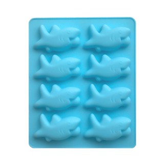 Reusable Fondant Candy Jelly Cookie Non Stick Soft Silicone Shark Shape Marine Animal 12 Compartment Baking Mold