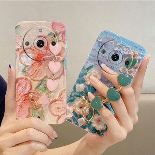 พร้อมส่ง เคสโทรศัพท์มือถือนิ่ม ลายดอกไม้น่ารัก พร้อมสายคล้องมือ สําหรับ Realme 11 Pro+ Realme 11 Pro Realme 11 Realme C53 2023 Realme11 Pro+