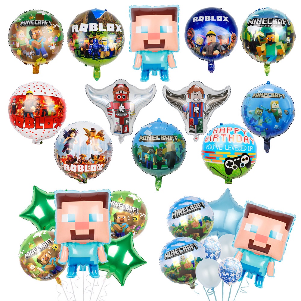 Minecraft ลูกโป่งฟิล์มอลูมิเนียม รูปการ์ตูนซูเปอร์แมน My World Blue ขนาด 67X44 ซม. สําหรับตกแต่งปาร์ตี้วันเกิดเด็ก