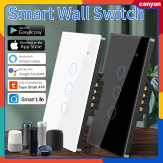 1/2/3/4gang Tuya Wifi Smart Switch Waterproof Wall Touch Switch Sensitive Touch Control Timing Countdown Function Hands-free Voice Control canyon