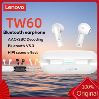 Lenovo TW60 หูฟังบลูทูธไร้สาย พร้อมไมโครโฟน ลดเสียงรบกวน 300mAh บลูทูธ 5.3