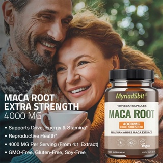 Peruvian Maca แคปซูลมังสวิรัติ สารสกัดจากรากมาคา - 4000MG ความแข็งแรงสูง - เพิ่มความทนทาน ประสิทธิภาพ พลังงาน การเจริญเติบโตของกล้ามเนื้อ