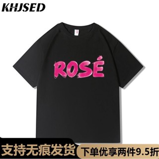 เสื้อยืดแขนสั้นลําลอง ผ้าฝ้ายแท้ ทรงหลวม พิมพ์ลายกราฟฟิติ rose Park Chae Young แฟชั่นฤดูร้อน สไตล์อเมริกัน