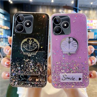 ใหม่ เคสโทรศัพท์มือถือแบบนิ่ม TPU ใส แต่งกลิตเตอร์ ลายโดราเอมอน ดาวอวกาศ สําหรับ Realme C53 RealmeC53