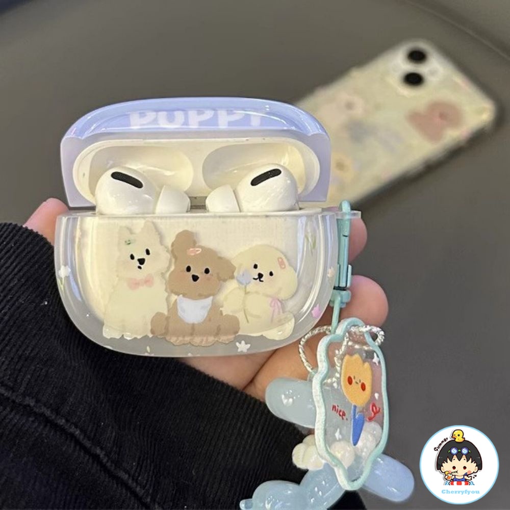 เคสหูฟังบลูทูธไร้สาย ซิลิโคนแข็ง ลายดอกไม้ พร้อมสายคล้องข้อมือ สําหรับ Airpods 1 2 3 pro2