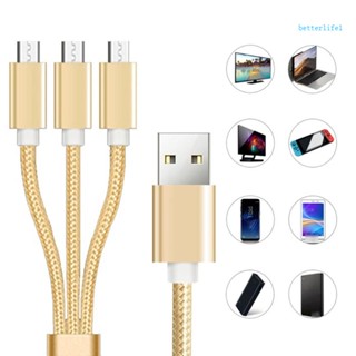 Btm สายชาร์จ USB 2 0 Type A เป็น Micro USB ตัวผู้ 1 เป็น 3 ตัวแยก สําหรับชาร์จ