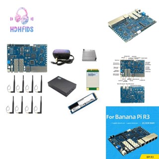 บอร์ดทดลอง Banana PI BPI-R3 MT7986 2G+8G EMMC พร้อมโมดูล SSD 256G 4G เคส เสาอากาศ 8X ฮีทซิงค์ และพาวเวอร์บลู ปลั๊ก EU