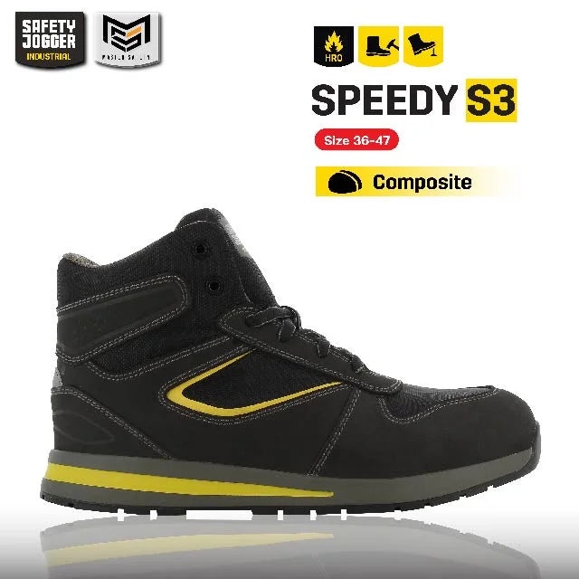 [ของแท้พร้อมส่ง] Safety Jogger รุ่น SPEEDY S3 รองเท้าเซฟตี้หุ้มข้อ หัวคอมโพสิท พื้นกันทะลุ พื้นกันความร้อนสูง
