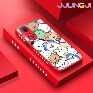 เคสโทรศัพท์มือถือแบบแข็ง ใส กันกระแทก ขอบสี่เหลี่ยม บาง ลายการ์ตูนสัตว์ยิ้ม สําหรับ Honor 50
