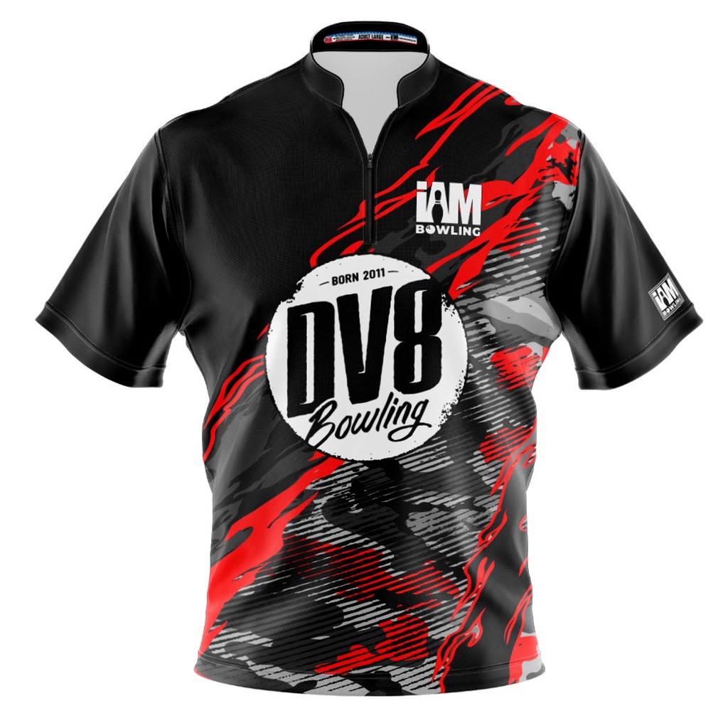 DV8 DS Bowling Jersey - ออกแบบ 1541-DV8 3D Zip Collar Bowling เสื้อ DIY ชื่อ