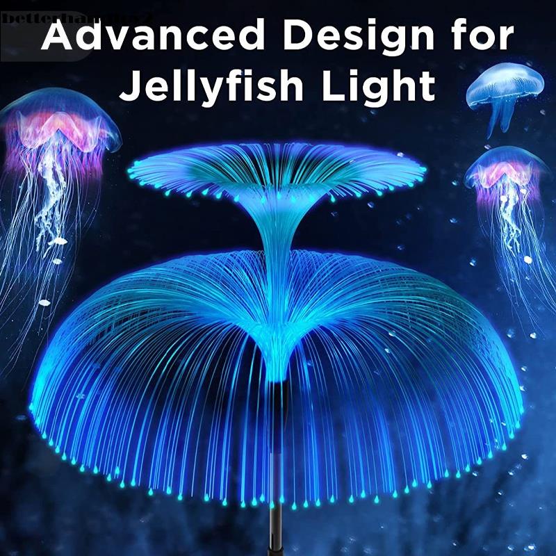 Double Solar Jellyfish Light 7 Colors Solar Garden Lights LED Fiber Optic Lights Outdoor Waterproof Decor Lamp for Lawn Patio