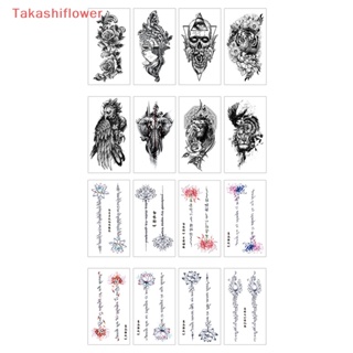 (Takashiflower) สติกเกอร์รอยสักชั่วคราว ลายกะโหลก สีดํา ขนาดใหญ่