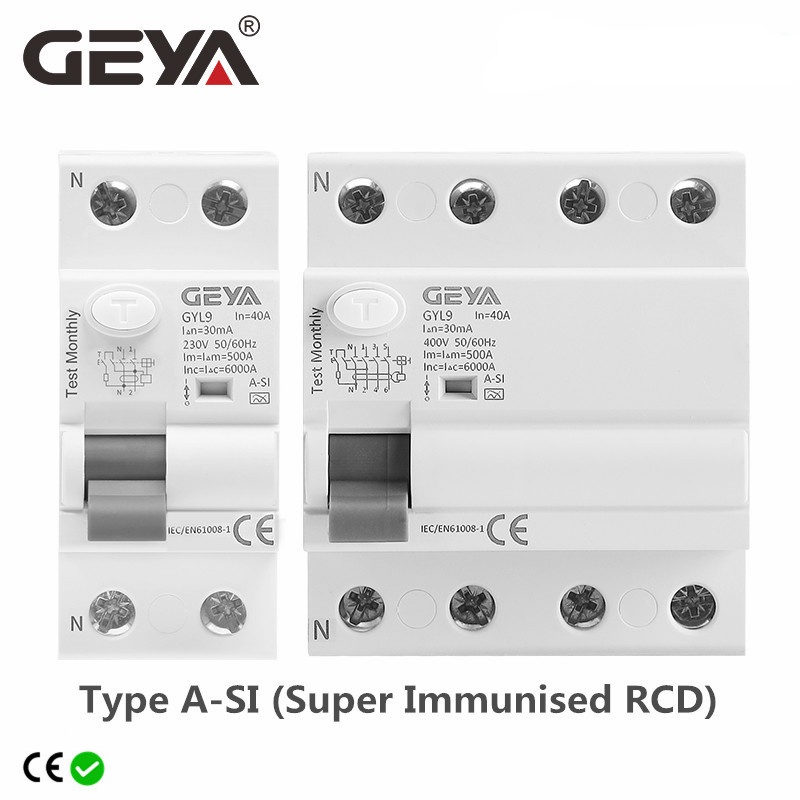 GEYA GYL9 A-SI ประเภทเวลาล่าช้า RCD RCCB ELCB Circuit Breaker 40/63A 30mA ประเภท A-SI Super Immunised