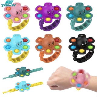 Rctown Pop It Octopus Squid Spinning Top Bracelet สร้อยข้อมือ แบบพกพา หลากสี ของเล่นคลายเครียด ความวิตกกังวล สําหรับเด็ก