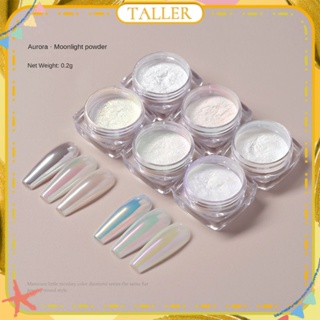 ✧Ready Stcok Nail Art Solid Aurora Magic Mirror Powder Super Flash Moonlight Fairy Mirror Flour Ice Through Polarized Glitter Powder Manicure Tool For Nail Shop 0.2g 6 Colors TALLE