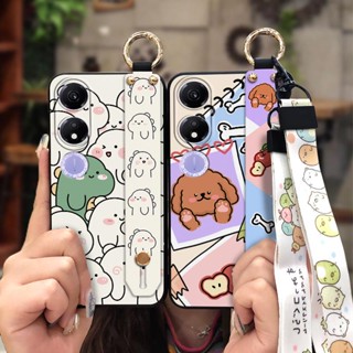 Wristband Lanyard Phone Case For Honor Play40 5G cartoon Durable sunflower Shockproof Original painting flowers Silicone Soft