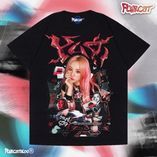 เสื้อยืดแขนสั้นคอกลม(G) เสื้อยืด I-DLE YUQI Tee flwrcatCotton 100%  [S-5XL]